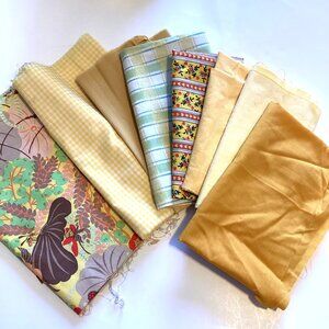 A Bundle Bag of Yellow Cotton Fabric Material Scraps Quilting Sewing Crafting